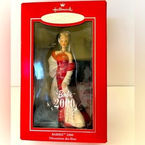 2000 Hallmark Barbie Porcelain Ornament In Box Used